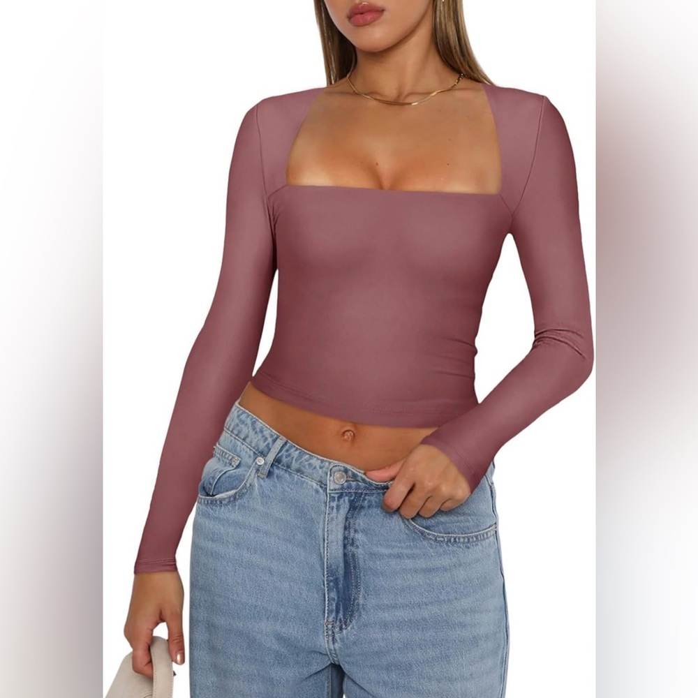 Elegant Mauve Long Sleeve Women's Top